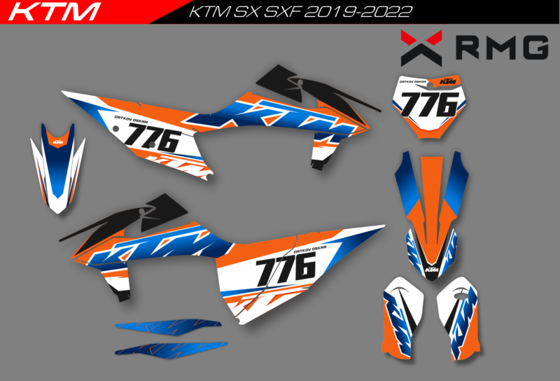 Наклейки для KTM 125-450 SX, SXF 2019-2022, EXC 2020-2023 Orange v2